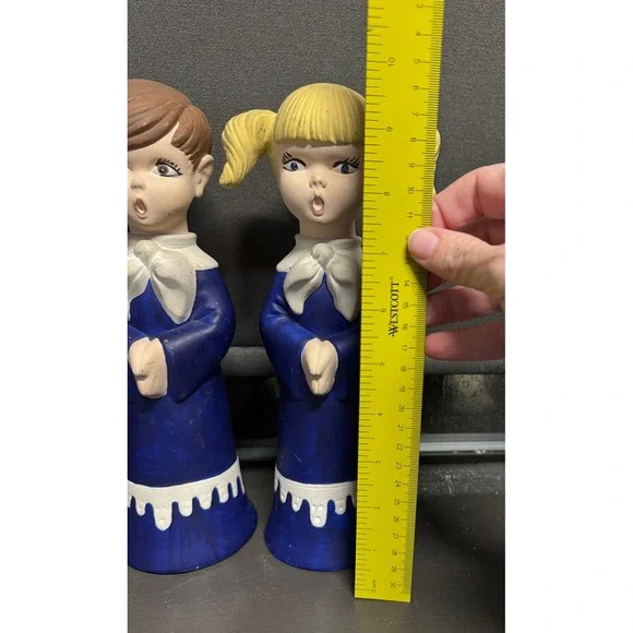 Vintage Ceramic Choir Boy & Girl Singing hand painted Christmas - Picture 13 of 13